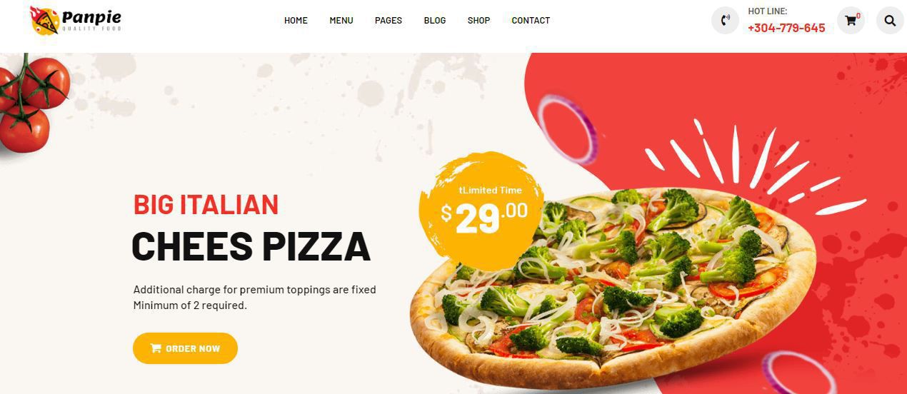 Pizza Theme WordPress am thuc