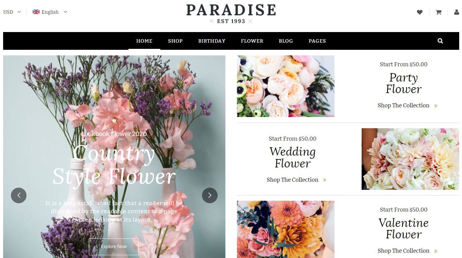 theme website paradise