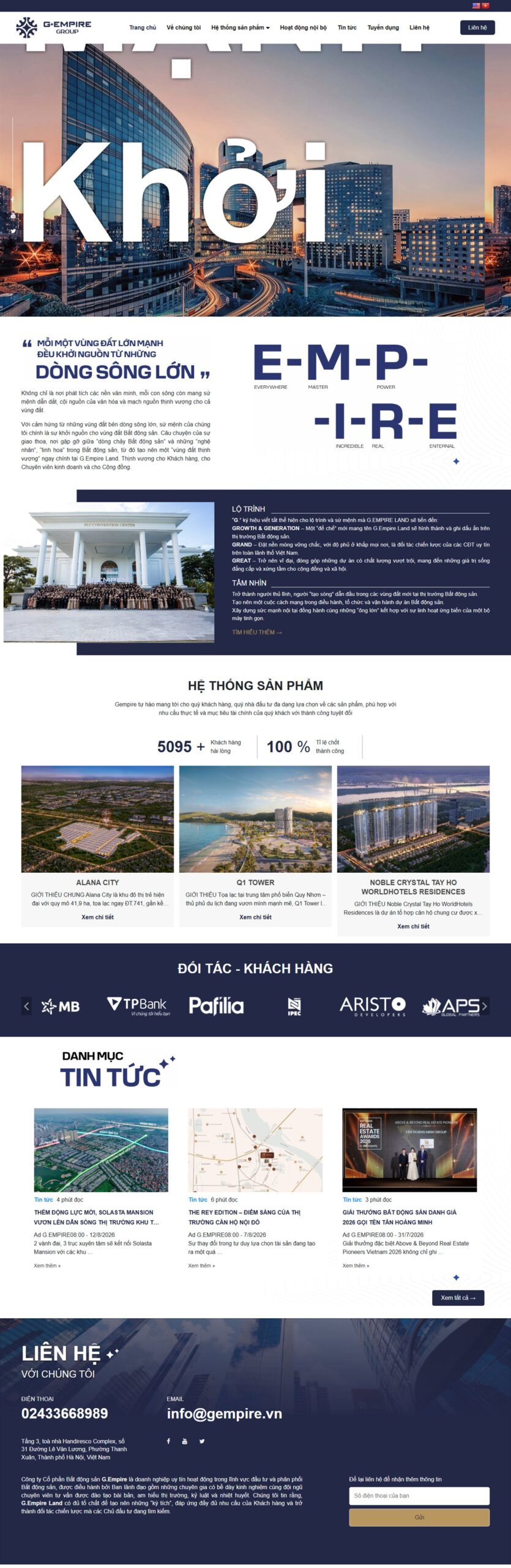 Giao diện website gempire.vn