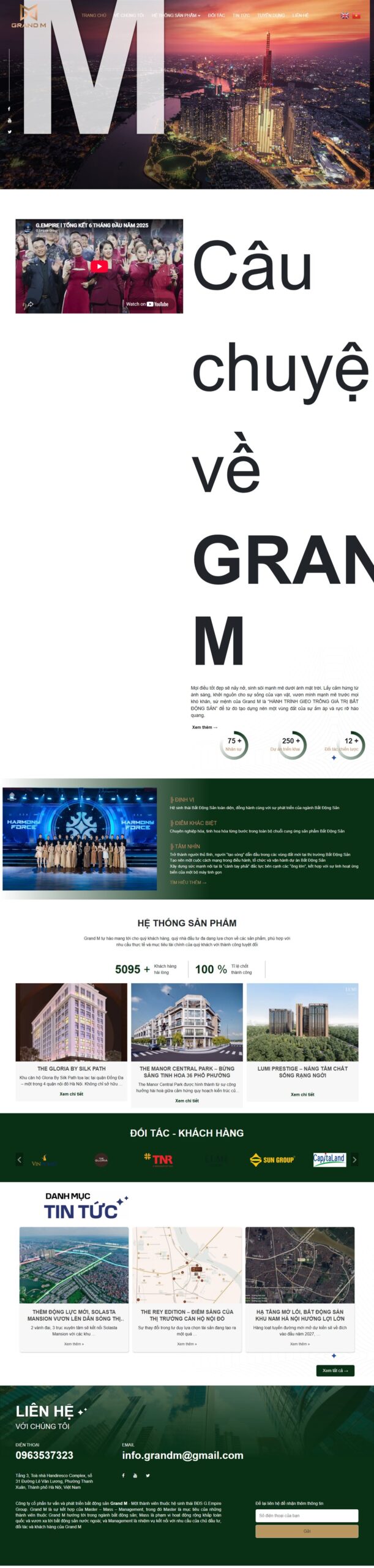 Giao diện website grandm.com.vn