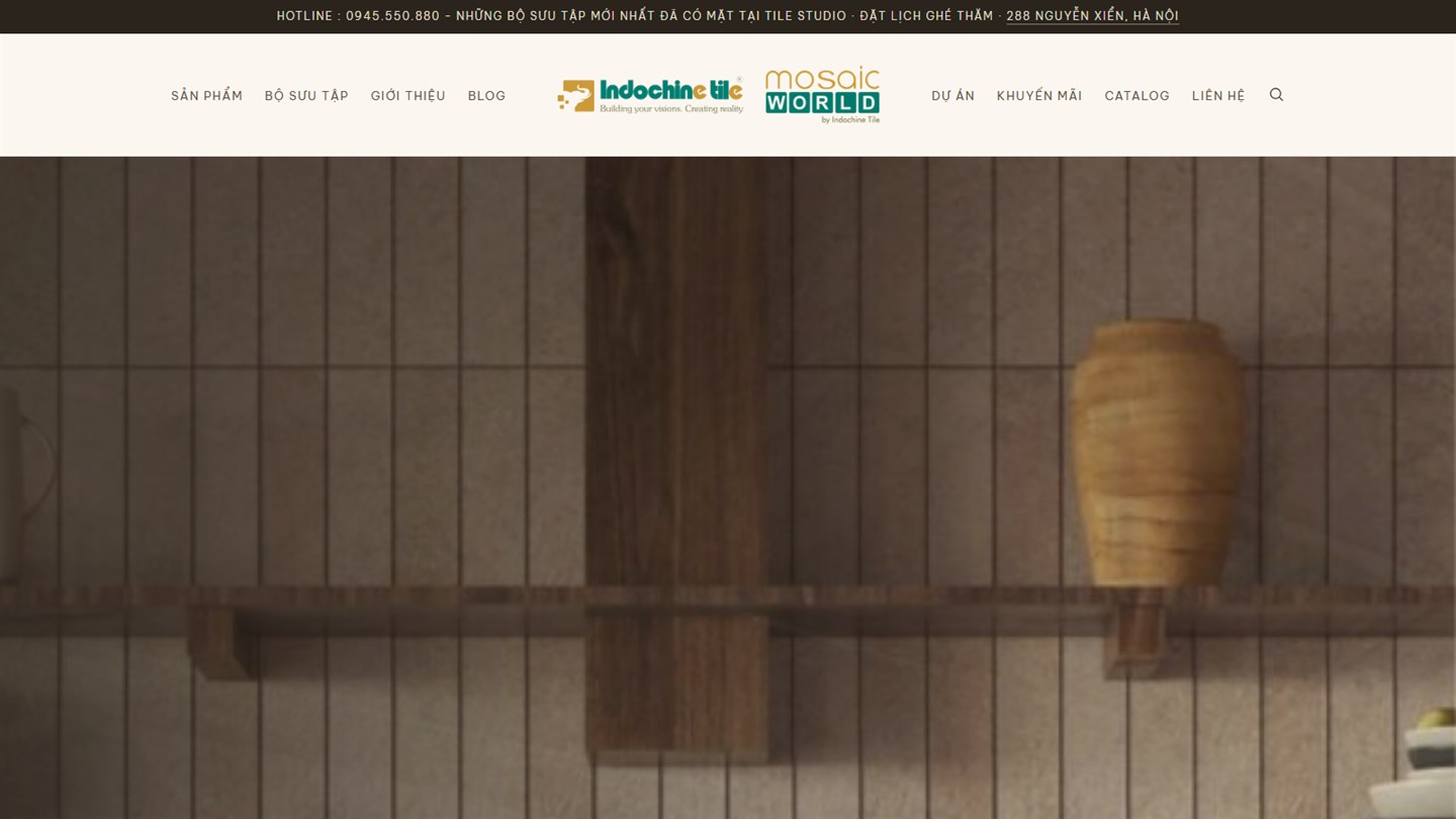 Giao diện website Indochine Tile — Tile Studio do WebSEO thiết kế