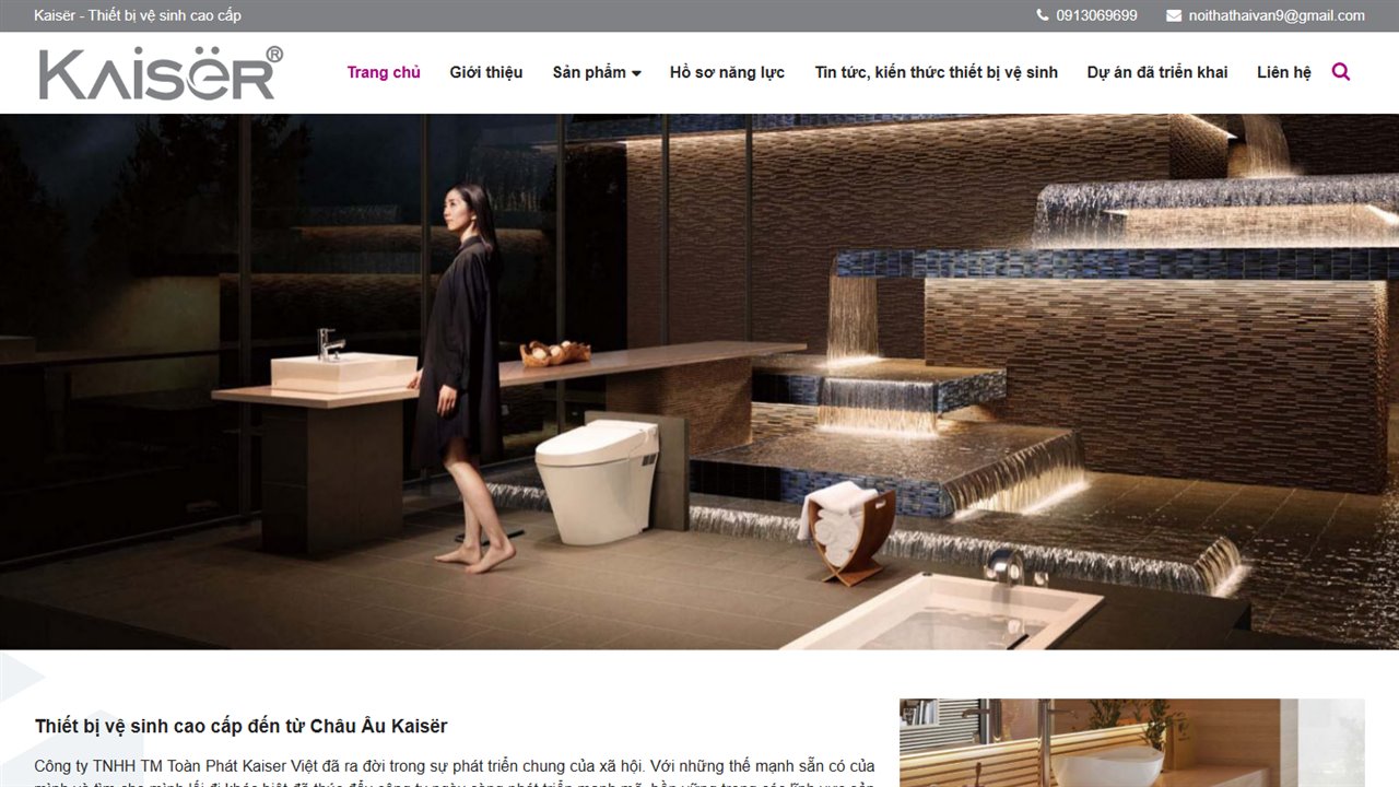 Giao diện website thietbivesinhkaiser.vn