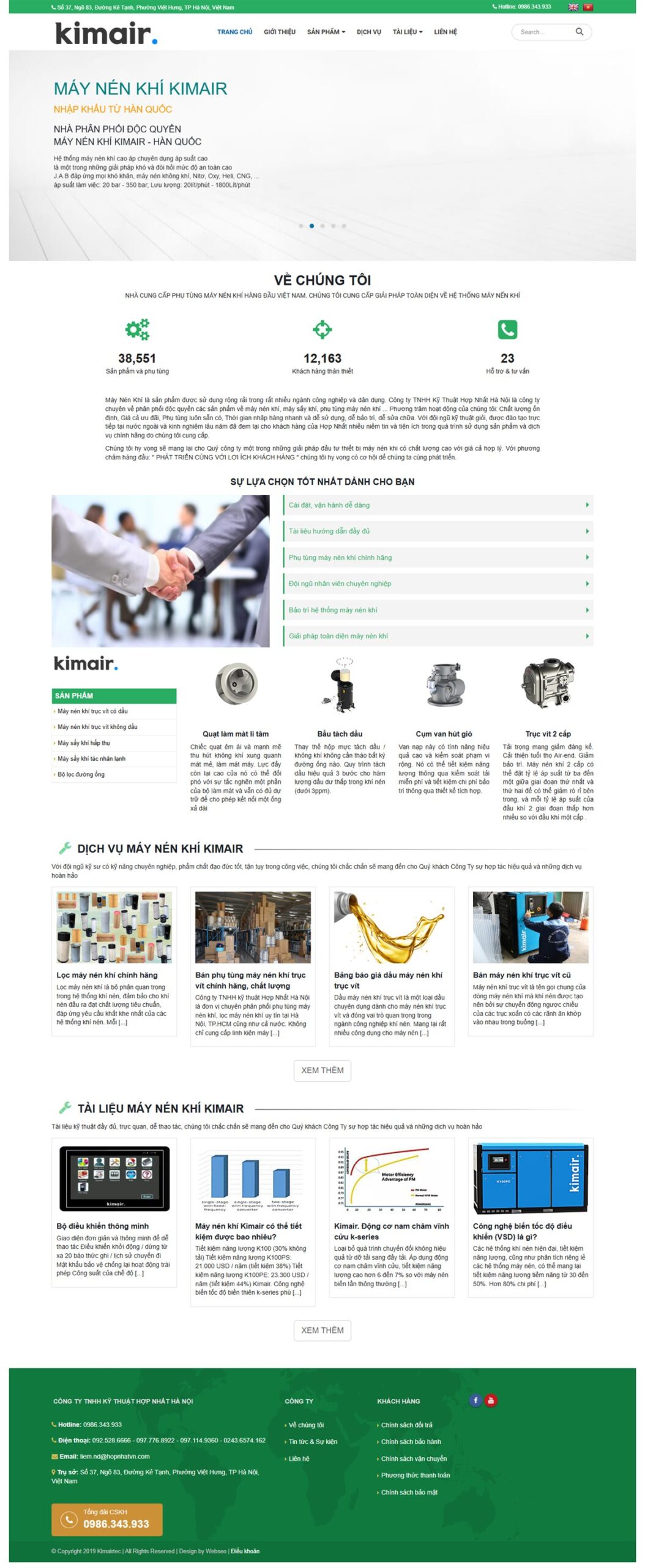 Giao diện website kimairtec.com.vn