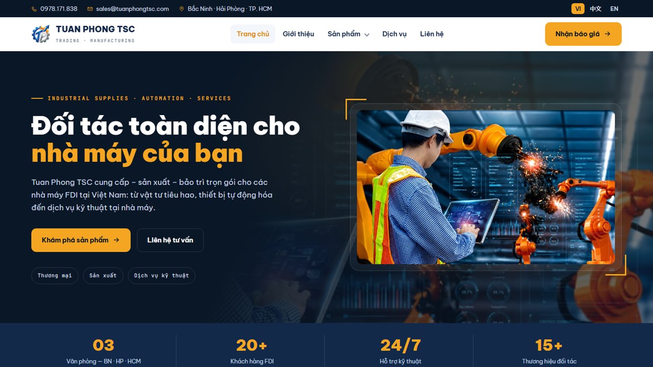Giao diện website tuanphongtsc.com