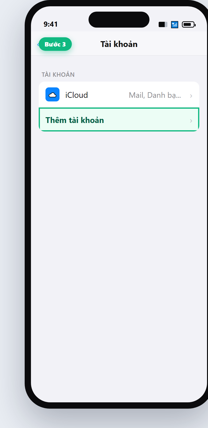 Chọn Thêm tài khoản