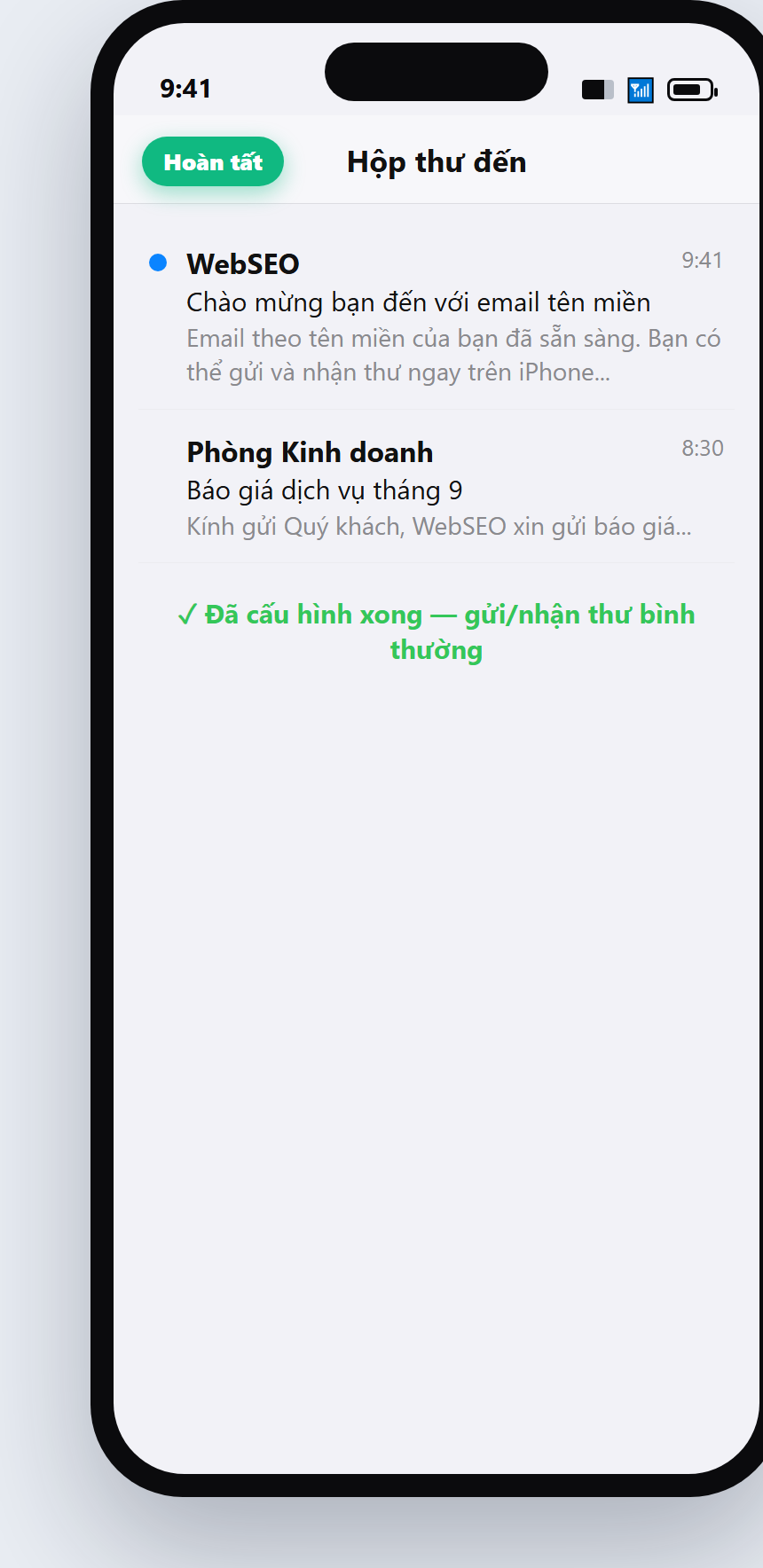 Hoàn tất hộp thư đến