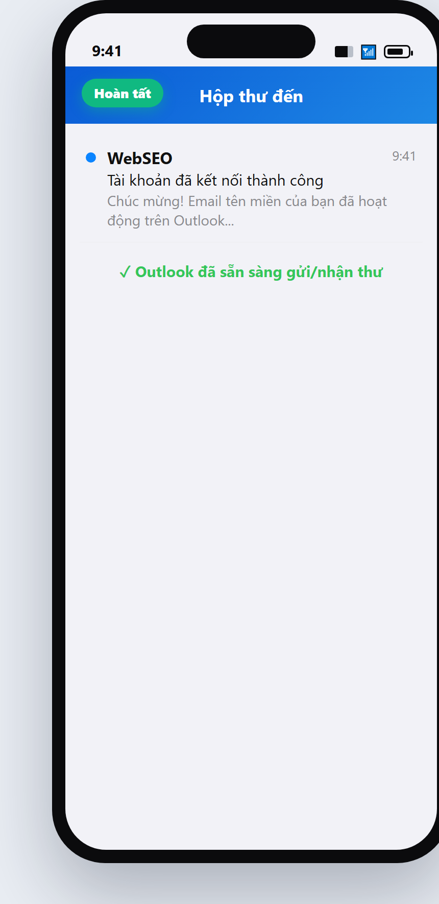 Outlook hoàn tất hộp thư